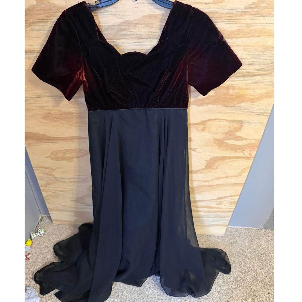 Women's Velvet Gown‎ Stage Accents Performance Dress Theatre 6 Chiffon